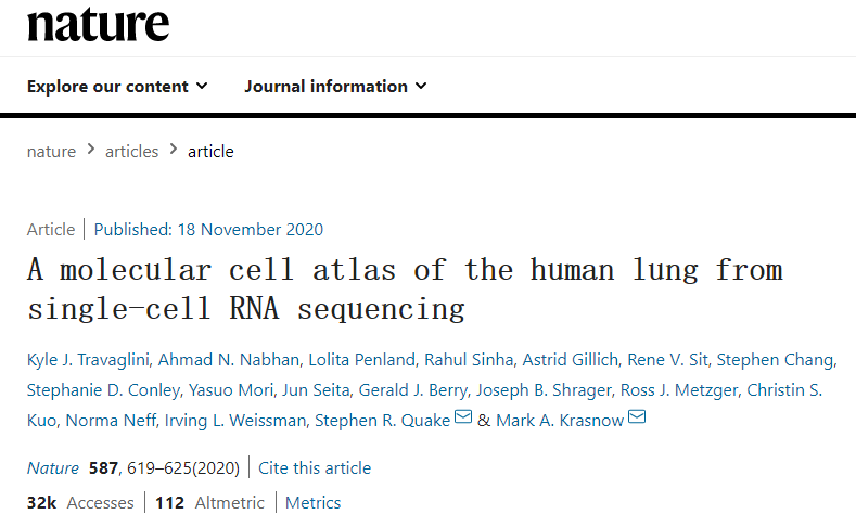 人類肺單細(xì)胞 RNA 測序的分子細(xì)胞圖譜