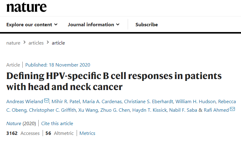 頭頸癌患者 HPV 特異性 B 細(xì)胞應(yīng)答的確定